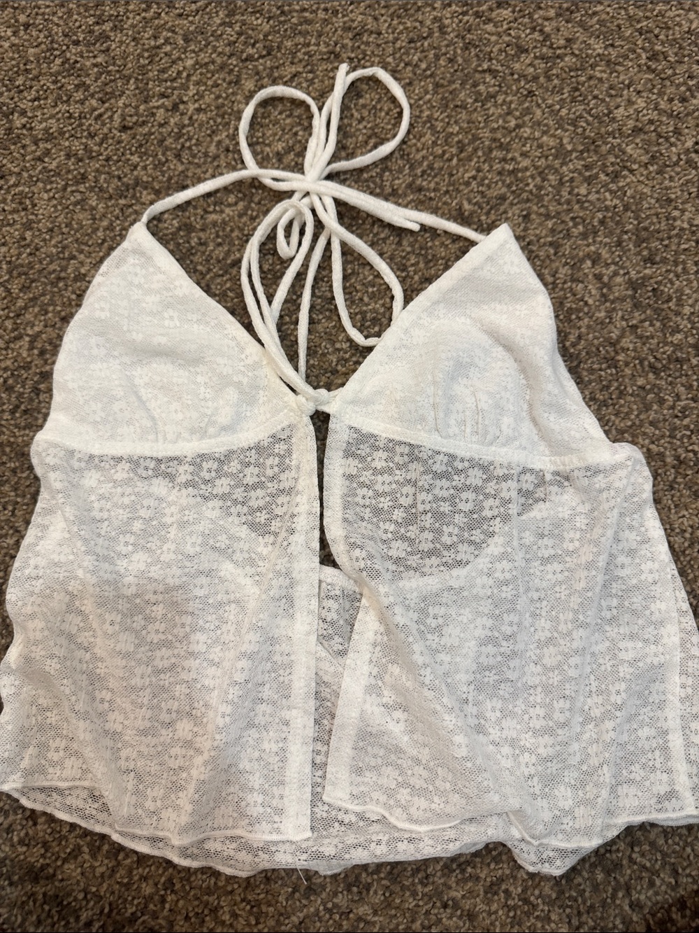 PacSun White Sheer Lace Halter Crop Top
